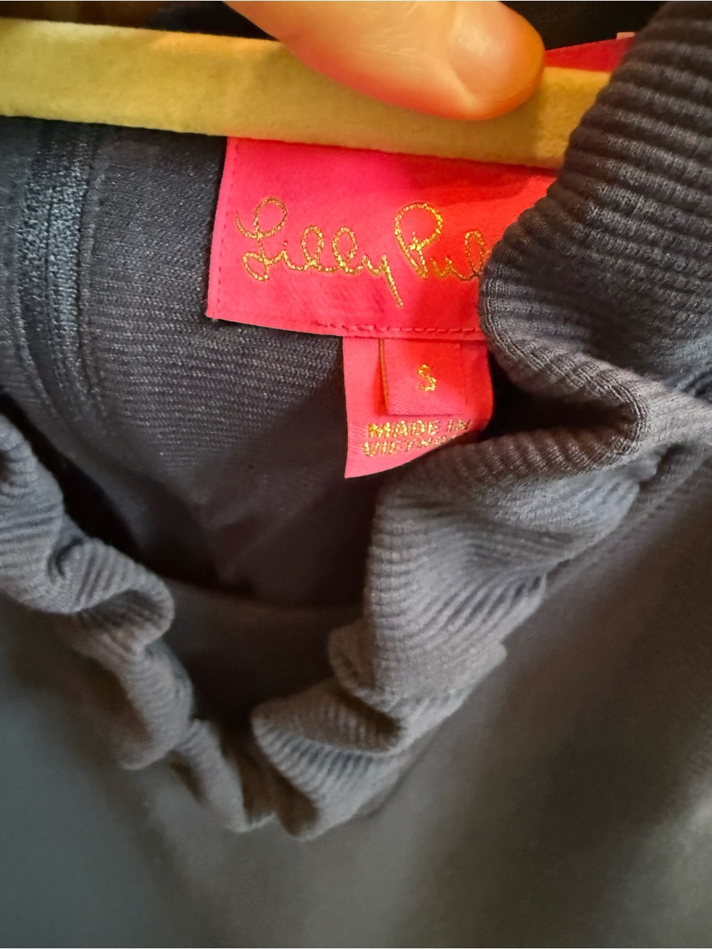 Lilly Pulitzer Navy Ruffle Neck Top - Picture 2 of 5
